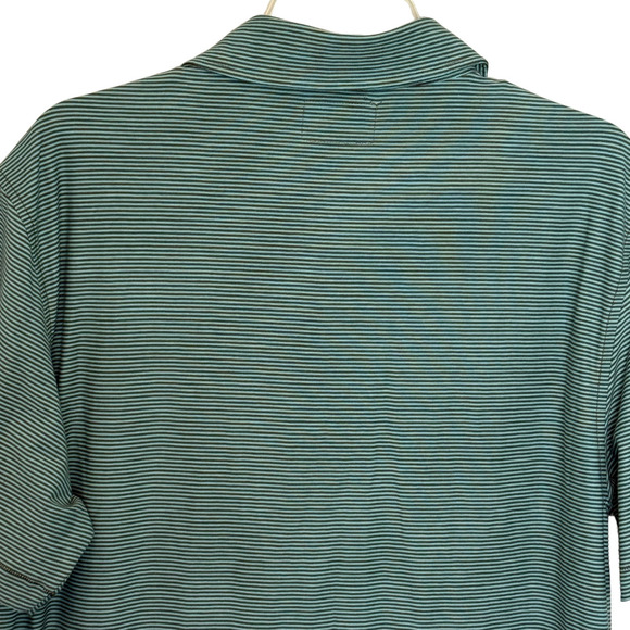 Mens Linksoul Short Sleeve Green w/Black Stripes Golf Polo - Size Large - Picture 8 of 9